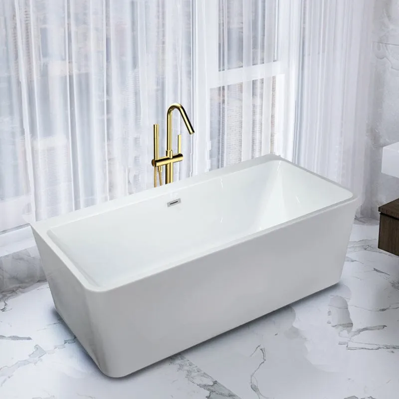 55'' Acrylic Rectangular Freestanding Soaking Bathtub