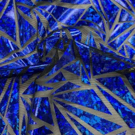 Abstract Triangle Foil Printed Mesh Fabric | Blue Moon Fabrics