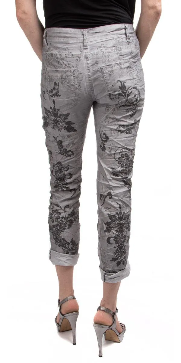 Arabesque Print Jean With Studs