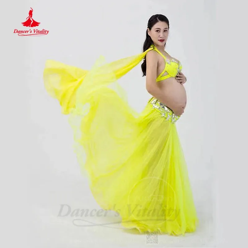 Belly Ancer Costume Set Women Children Customsized Oriental Bra belt long Skirt 3pcs Female Belly Dancing Performance Outfit