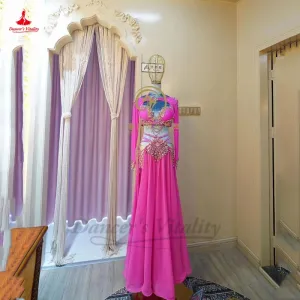 Belly Dance Costume Suit Senior Customized Dancing Competition Wear Bra sleeves split Skirt 3pcs for Women Oriental Wear Outfit