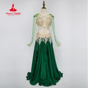 Belly Dance Performance Costume Suit Customzied for Women Senior Stones Bra Belt Skirt Oriental Belly Dancing Competiton Outfit