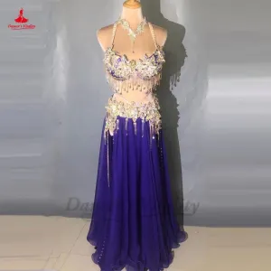 Belly Dance Performance Costume Suit for Women Customized Children Adult Bra chiffon Long Skirt 2pcs Oriental Belly Dancing Suit