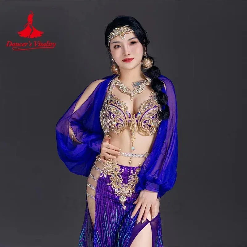 Belly Dancer Costume Set for Women Customsized Senior AB Stones Bra Top long Skirt 2pcs Adult Children Oriental Dancing Outfit