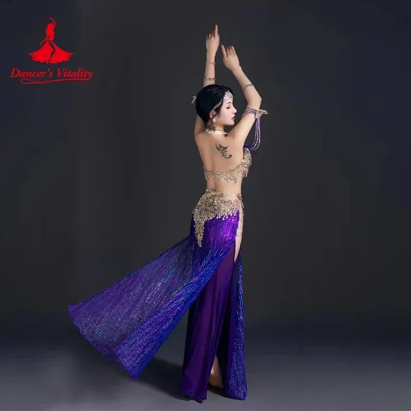 Belly Dancer Costume Set for Women Customsized Senior AB Stones Bra Top long Skirt 2pcs Adult Children Oriental Dancing Outfit