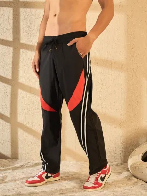 Black Taped Parachute Trackpants