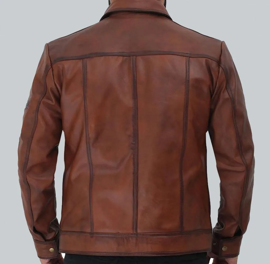 Bradford Premium Brown Cowhide Casual Leather Jacket for Men