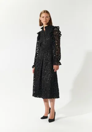 Divinadea Black NS-Dress with Flounce Detail