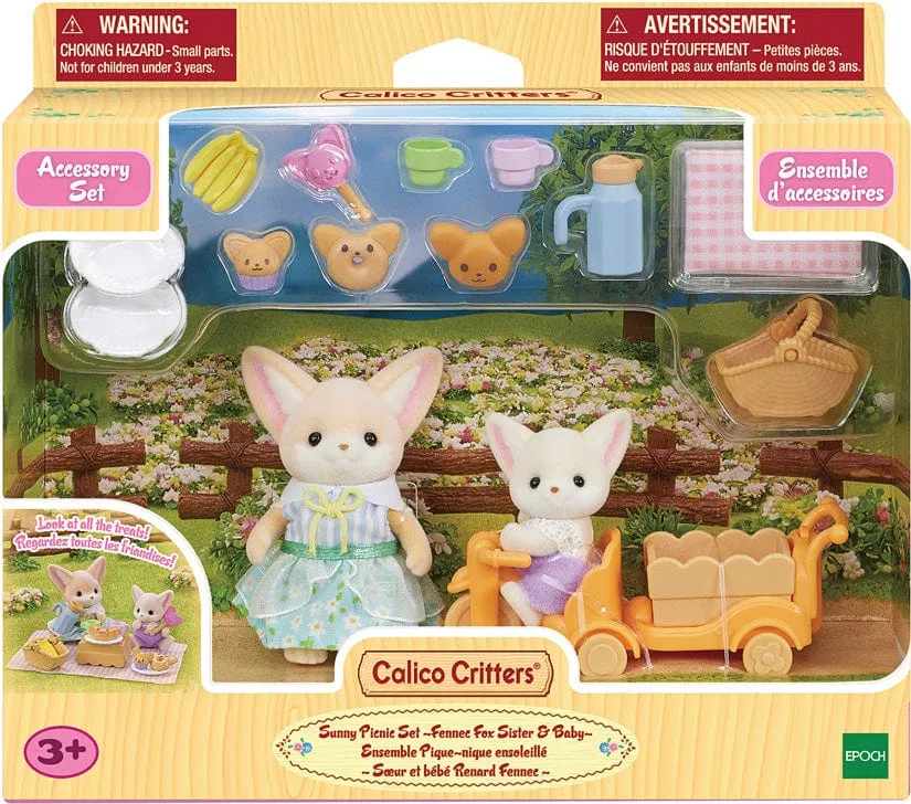 Epoch Calico Critters Fennec Fox Sister & Baby Sunny Picnic Set