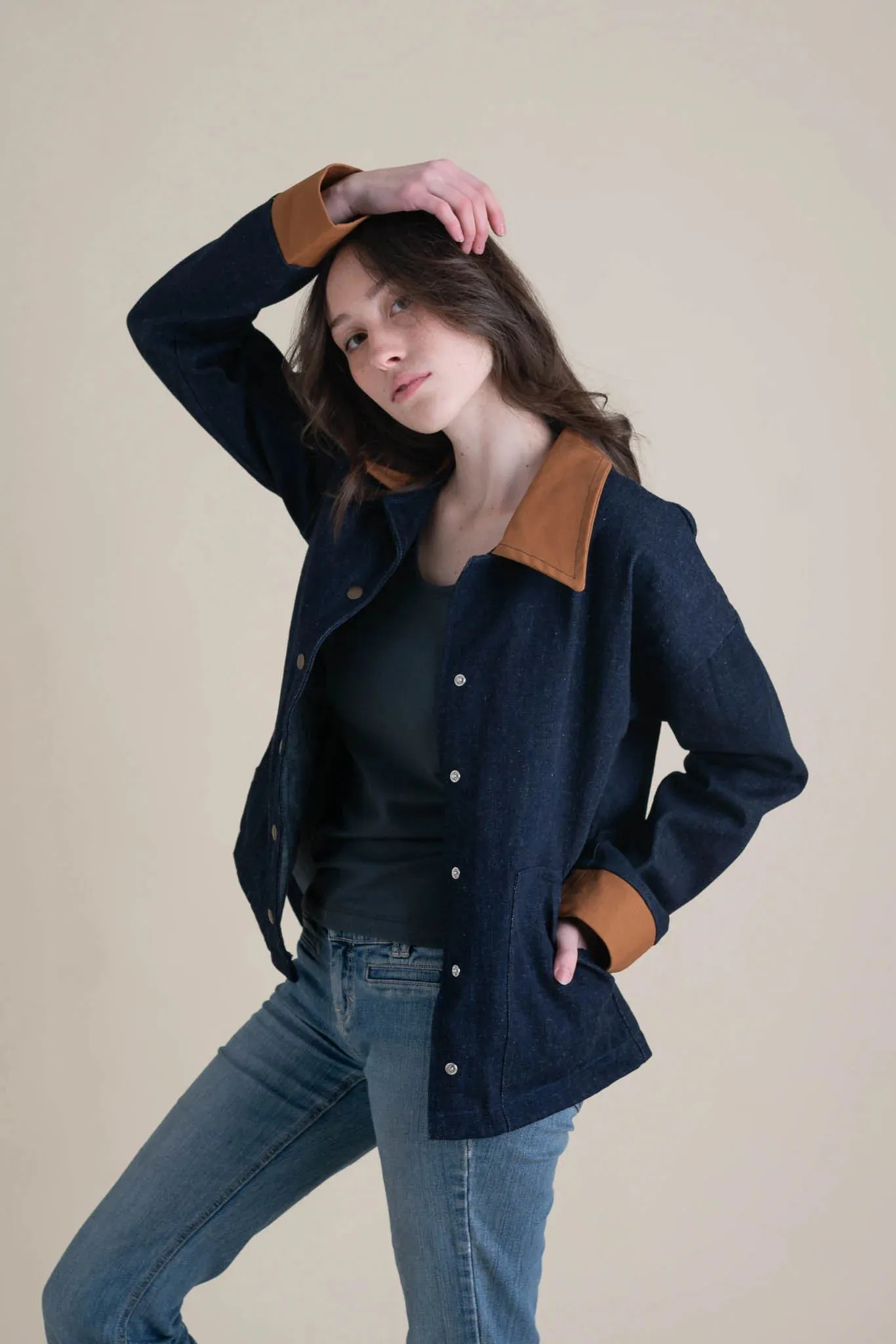 Homestead Jacket - Denim with Caramel