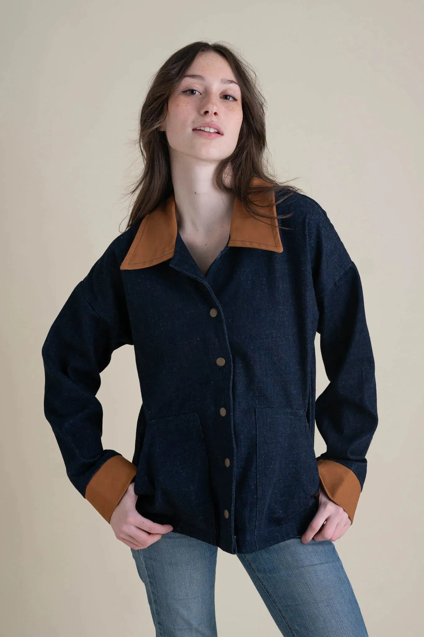 Homestead Jacket - Denim with Caramel