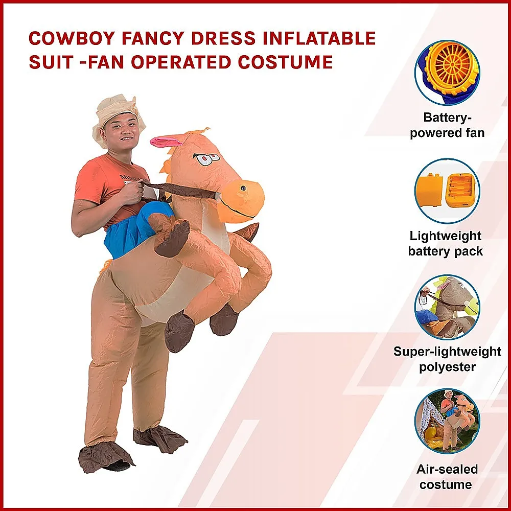 Lightweight Cowboy Inflatable Costume with Fan - One Size