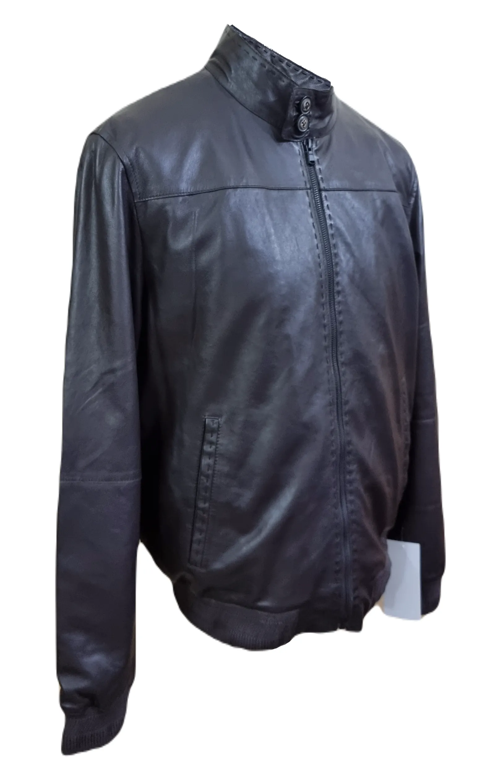 Mens Bomber Jacket Biker Style Lambskin Brown Leather Slim Fit Casual Stylish Jacket - ELM43