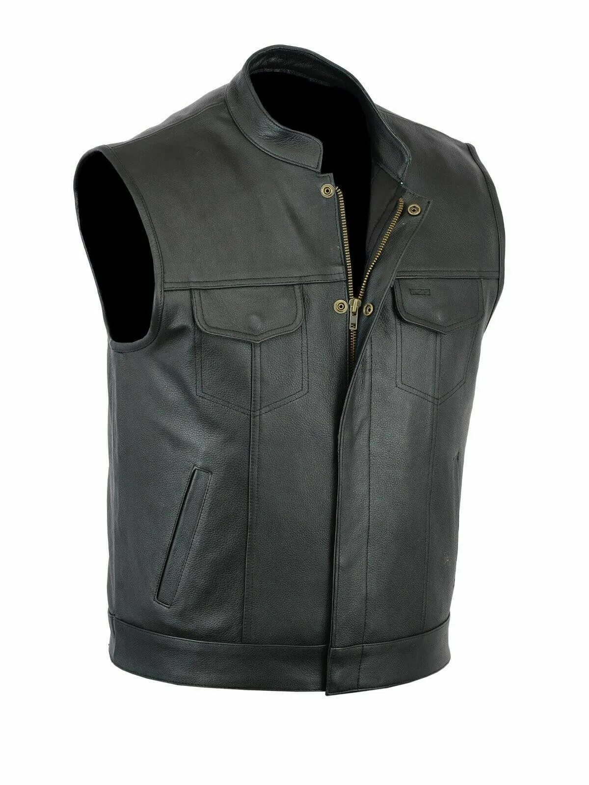 Mens Real Leather Waistcoat Plus Size SOA Motorcycle Biker Cut off Vest