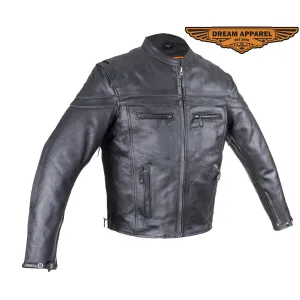 Men's Reflective Leather Concealed Carry Jacket