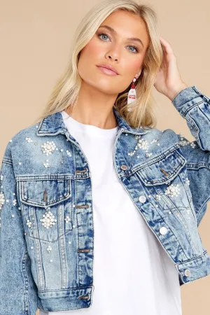 Pearl Girl Medium Wash Denim Jacket