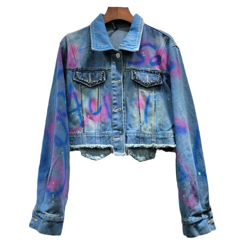 Pre Order:  Graffiti on Denim Cropped Jacket