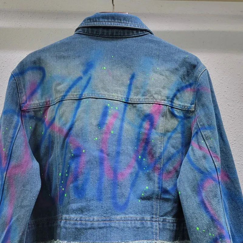 Pre Order:  Graffiti on Denim Cropped Jacket