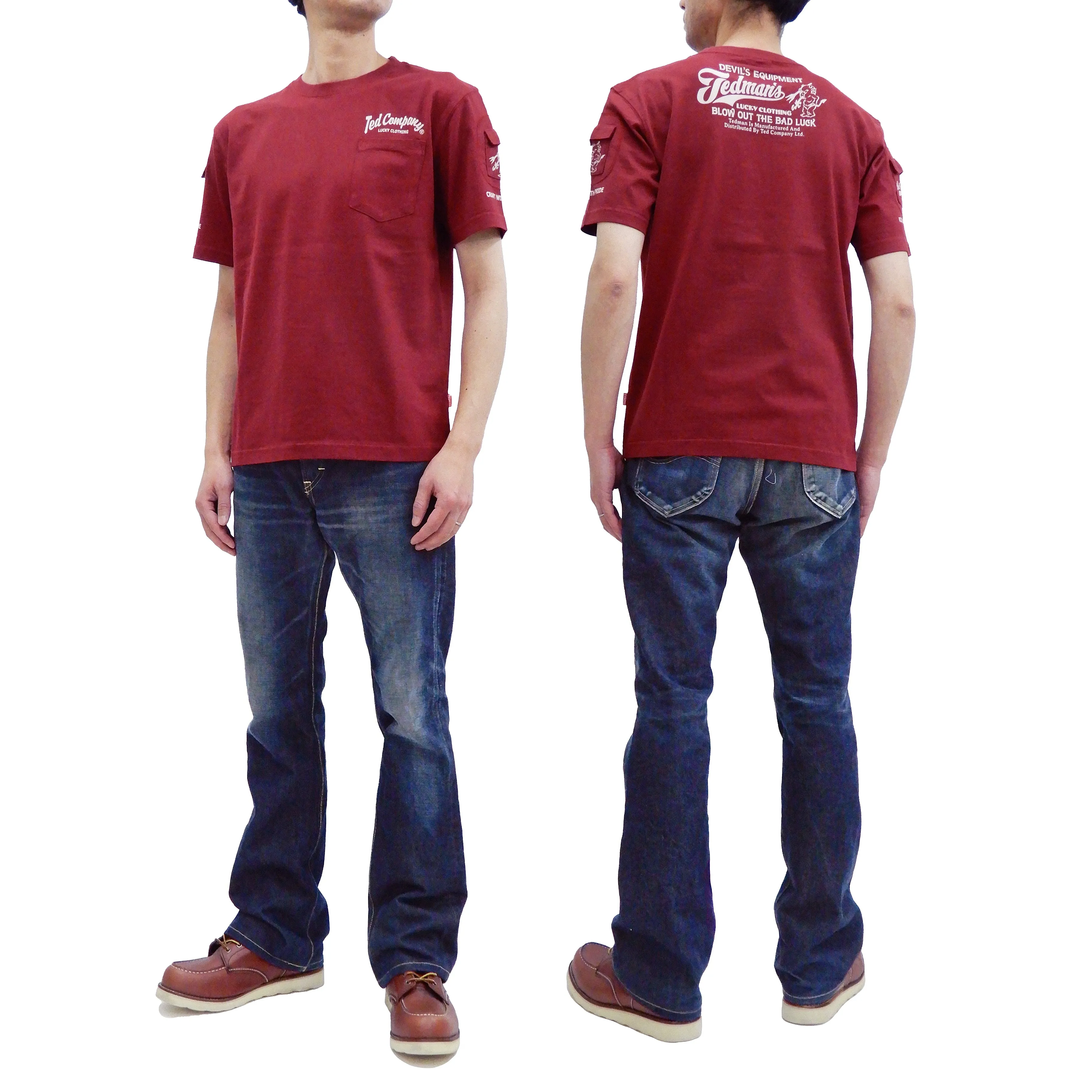 Tedman 3 Pocket T-Shirt Men's Short Sleeve Graphic Tee TDSS-470 Wine