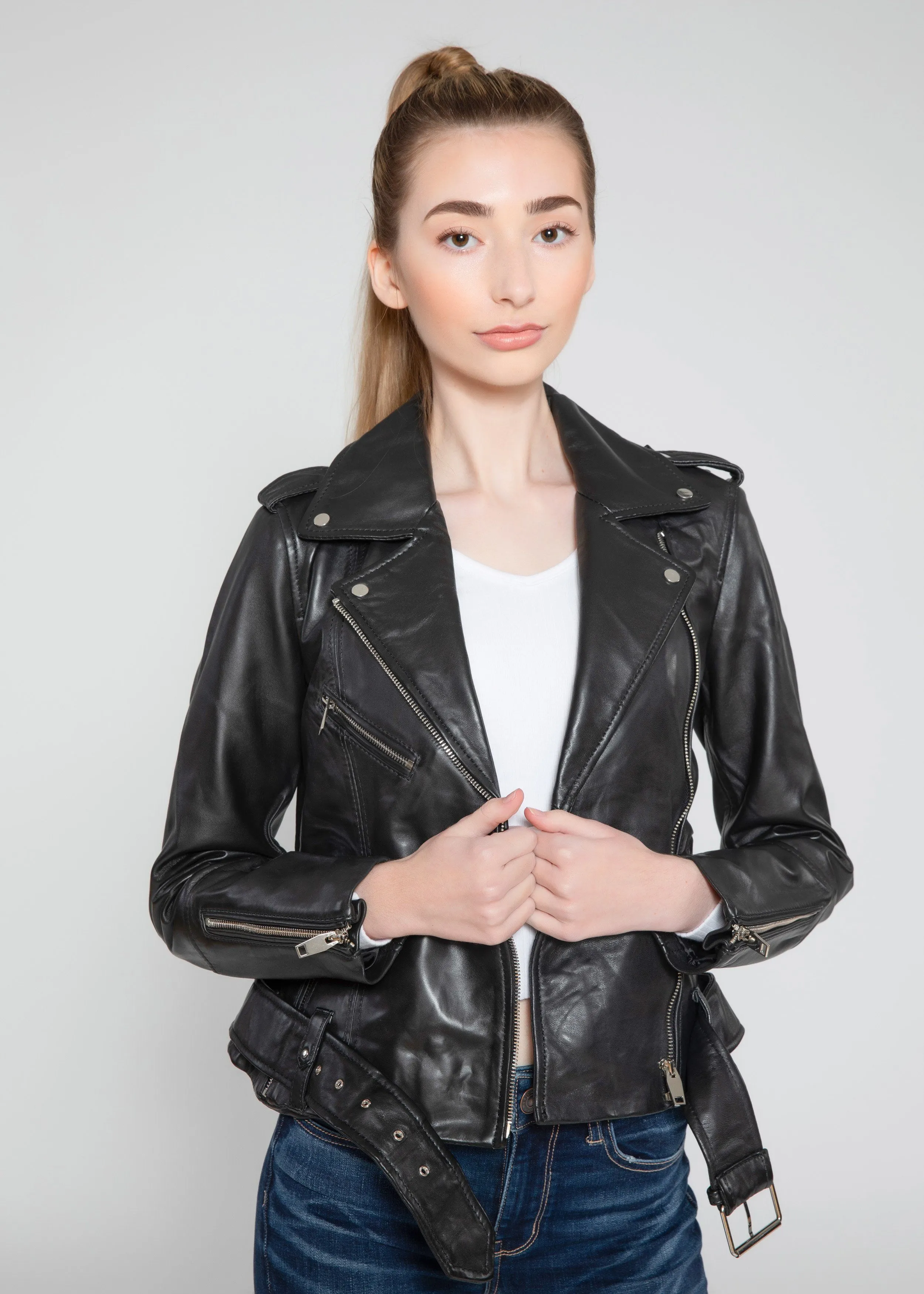 Womens Moto Nappa Leather Jacket